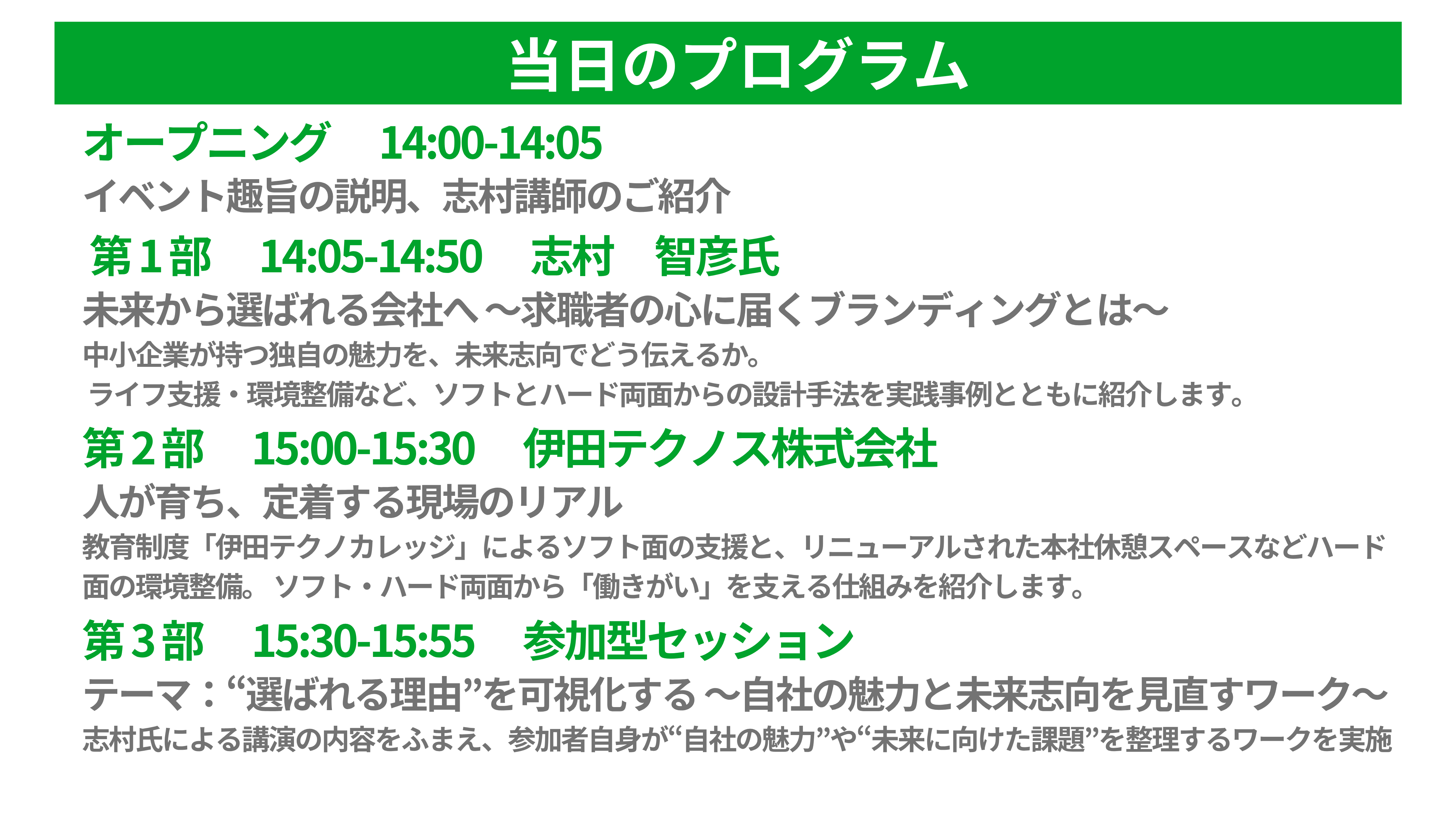 当日のプログラム
